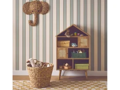 Estantería infantil efecto madera y caña con 2 puertas natural