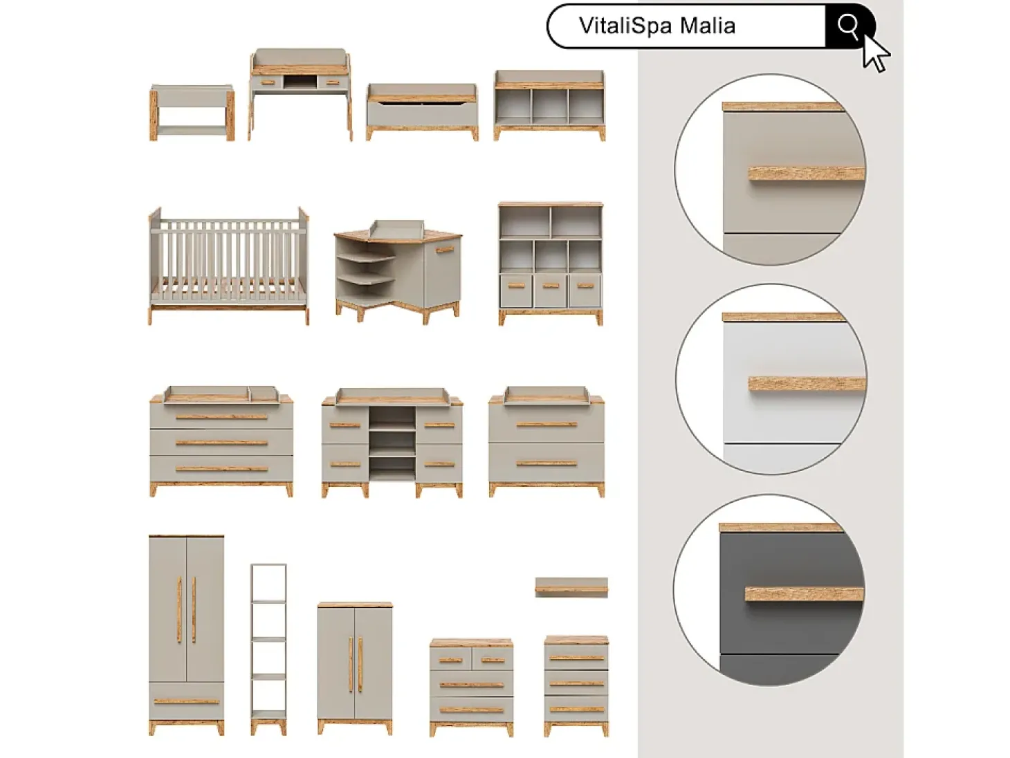 Estantería infantil gris/artisan 80x37x46 malia