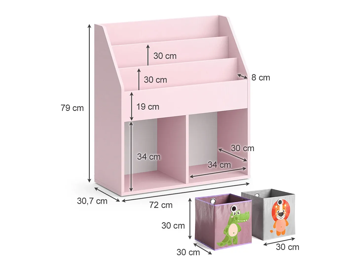 Estantería infantil rosa 72x30.7x79 luigi