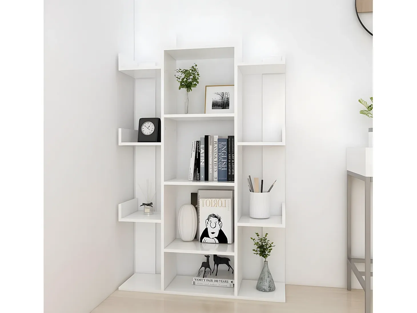 Estantería librería madera contrachapada blanco 86x25,5x140 cm