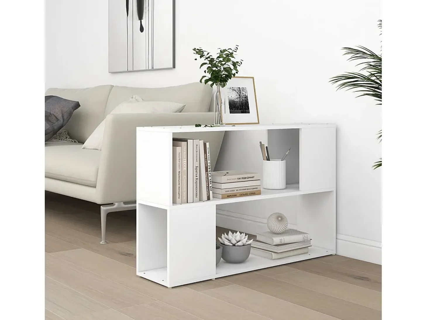 Estantería librería madera contrachapada blanco 100x24x63 cm