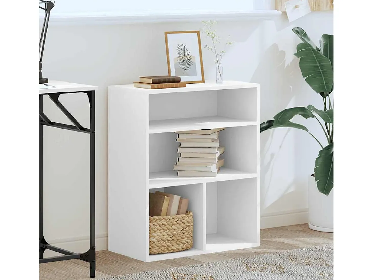 Estantería librería madera de ingeniería blanca 60x30x71,5 cm