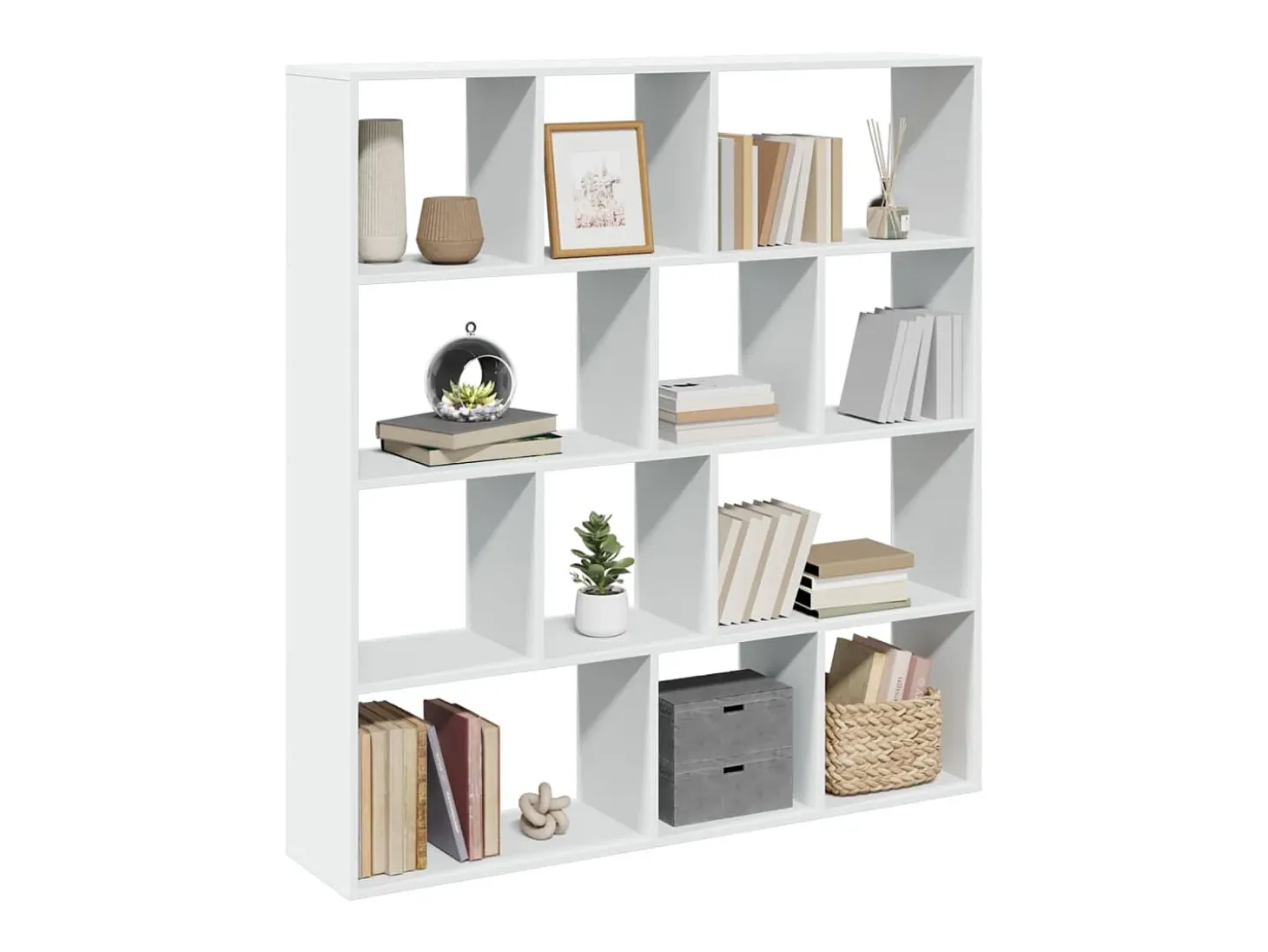 Estantería librería madera de ingeniería blanca 132x29x141,5 cm