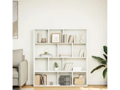 Estantería librería madera de ingeniería blanca 132x29x141,5 cm