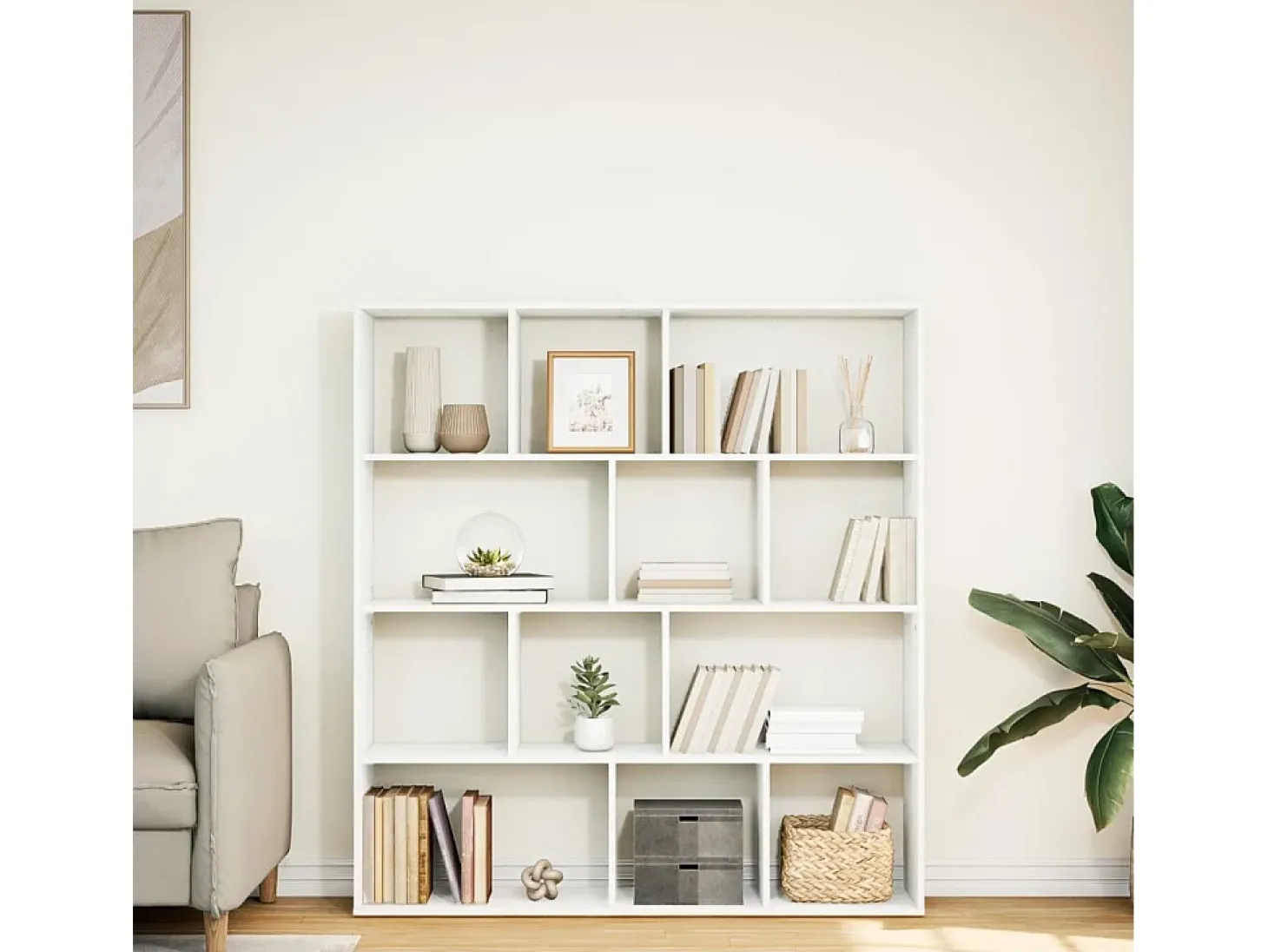 Estantería librería madera de ingeniería blanca 132x29x141,5 cm