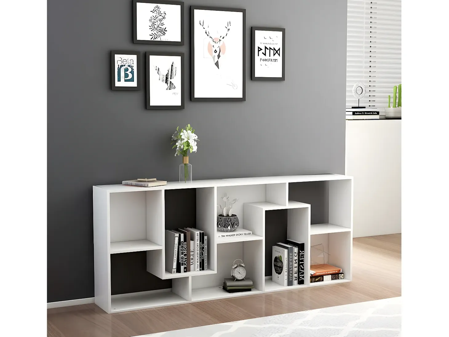 Estantería librería madera contrachapada blanco 67x24x161 cm