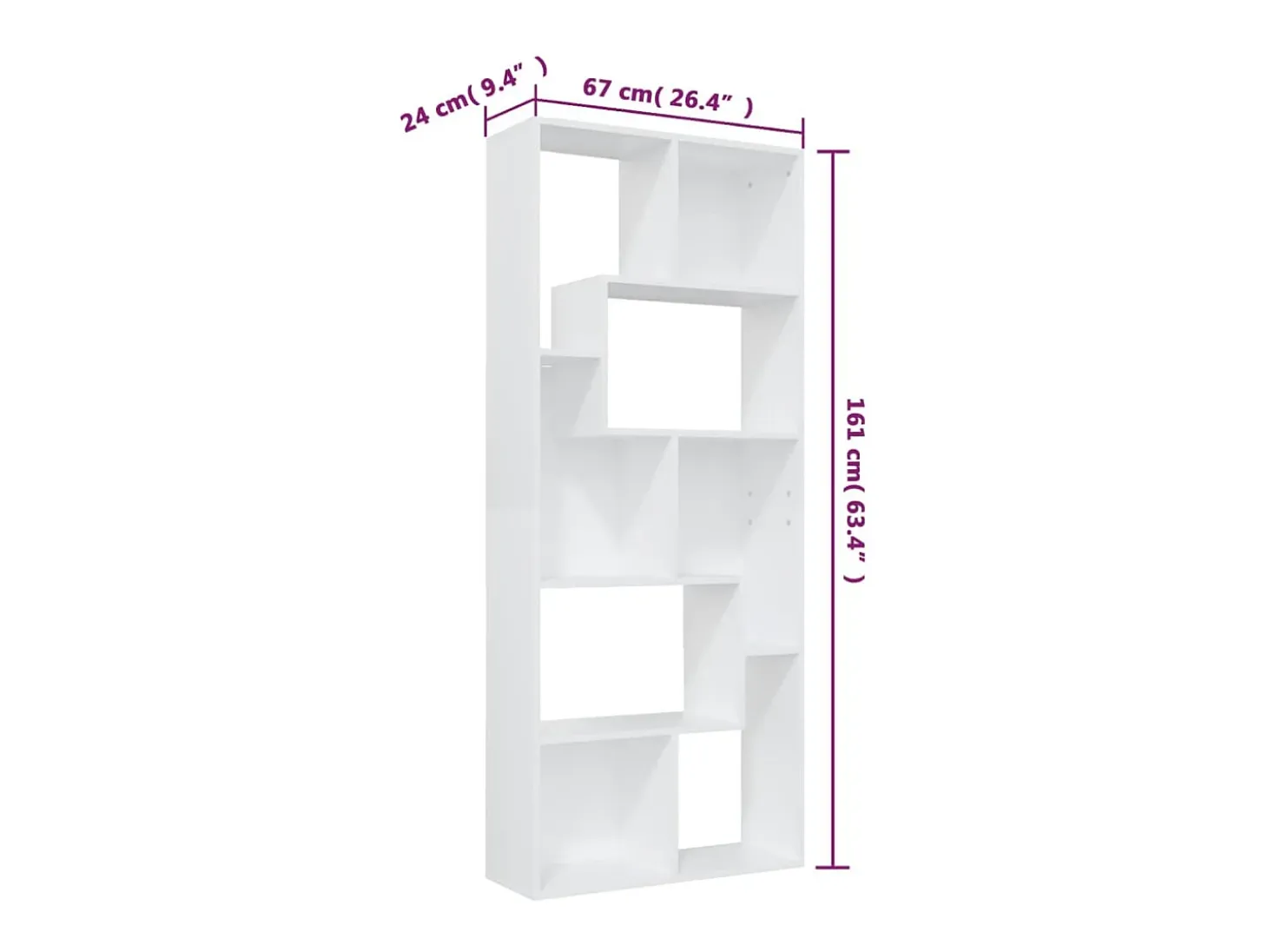 Estantería librería madera contrachapada blanco 67x24x161 cm
