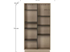 Estantería Librería Vigo 150x80 cm, estantería de Oficina, Color Roble/Gris