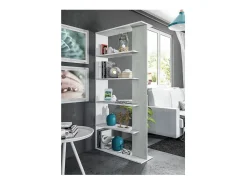 Estantería Loras 5 niveles blanco/cemento 180x90x25 cm - Separador de ambientes