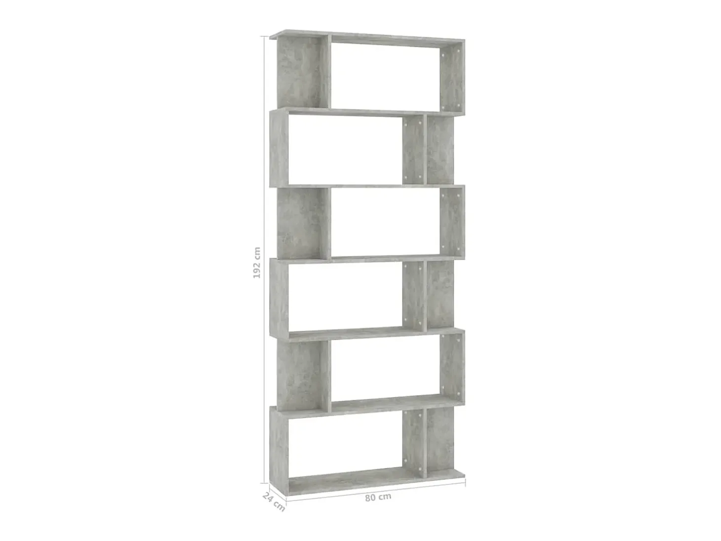 Estantería madera contrachapada gris hormigón 80x24x192cm