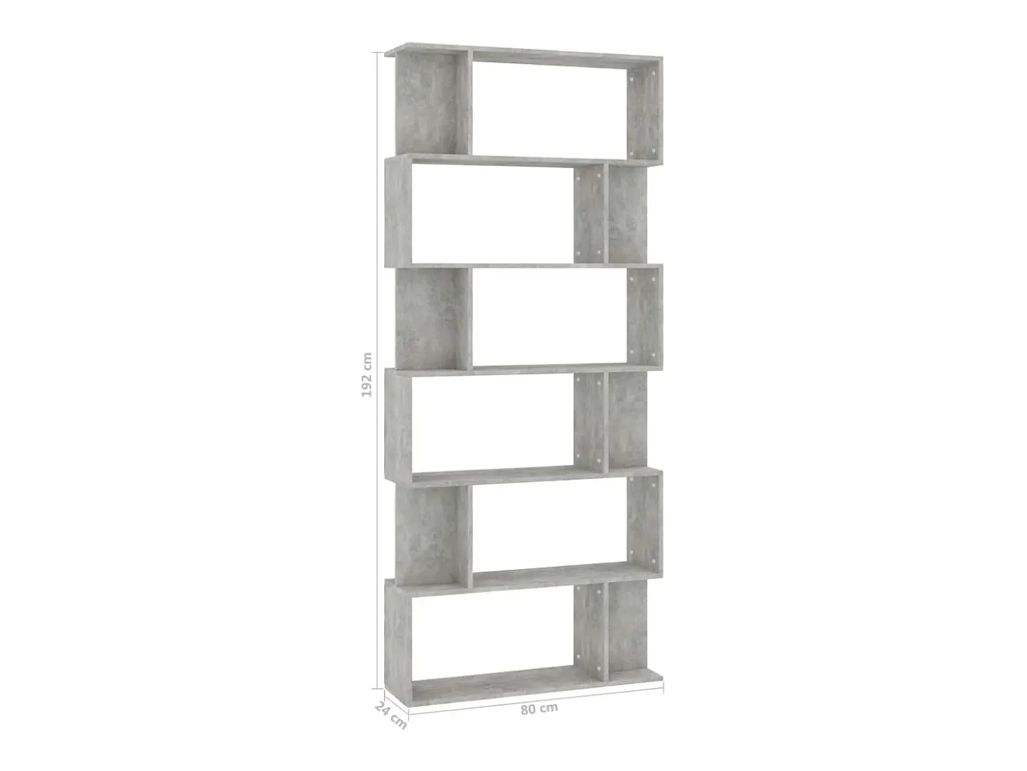 Estantería madera contrachapada gris hormigón 80x24x192cm