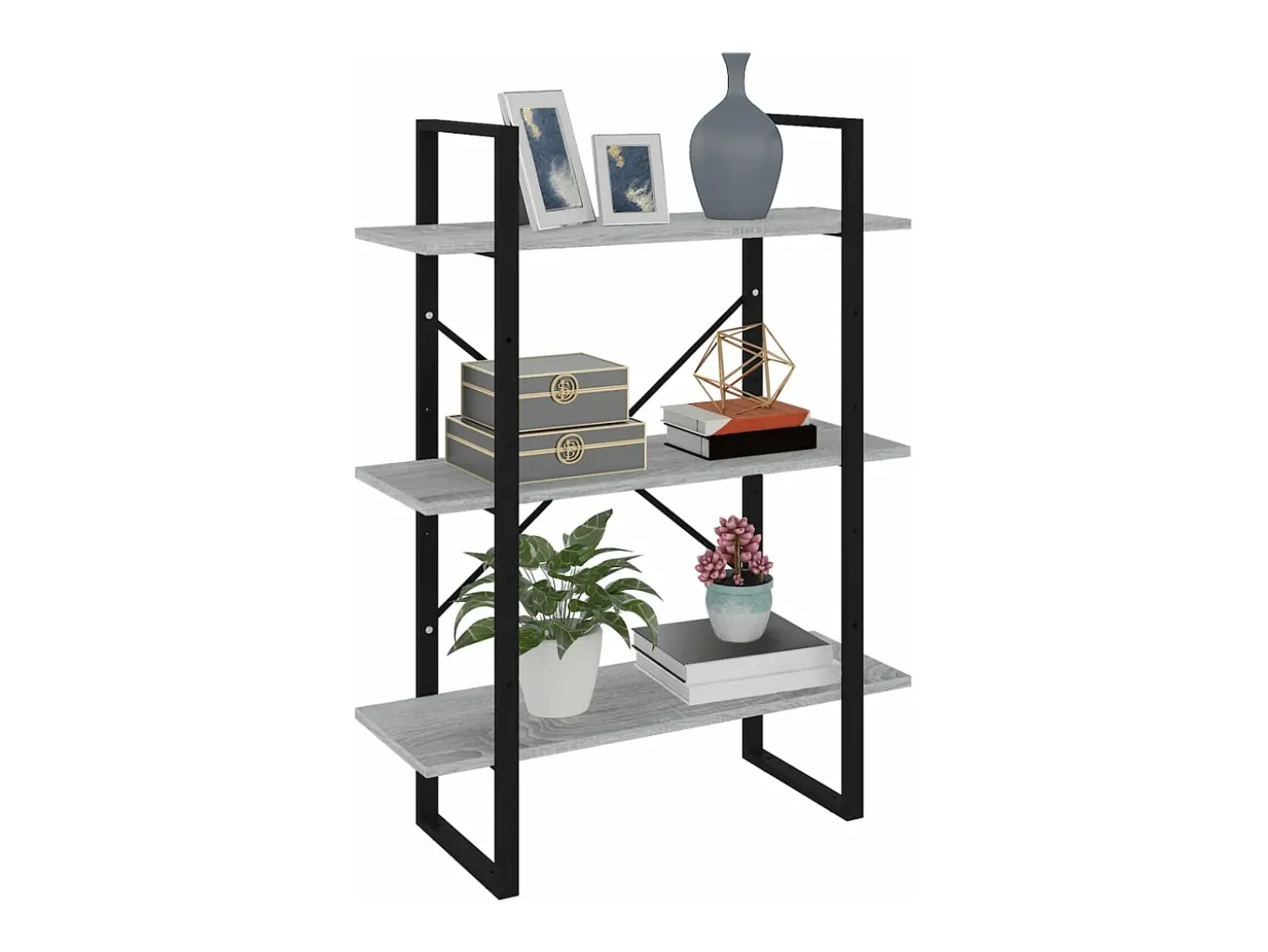 Estantería madera contrachapada gris Sonoma 80x30x105 cm