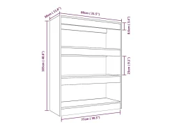 Estantería madera contrachapada gris hormigón 80x30x103 cm