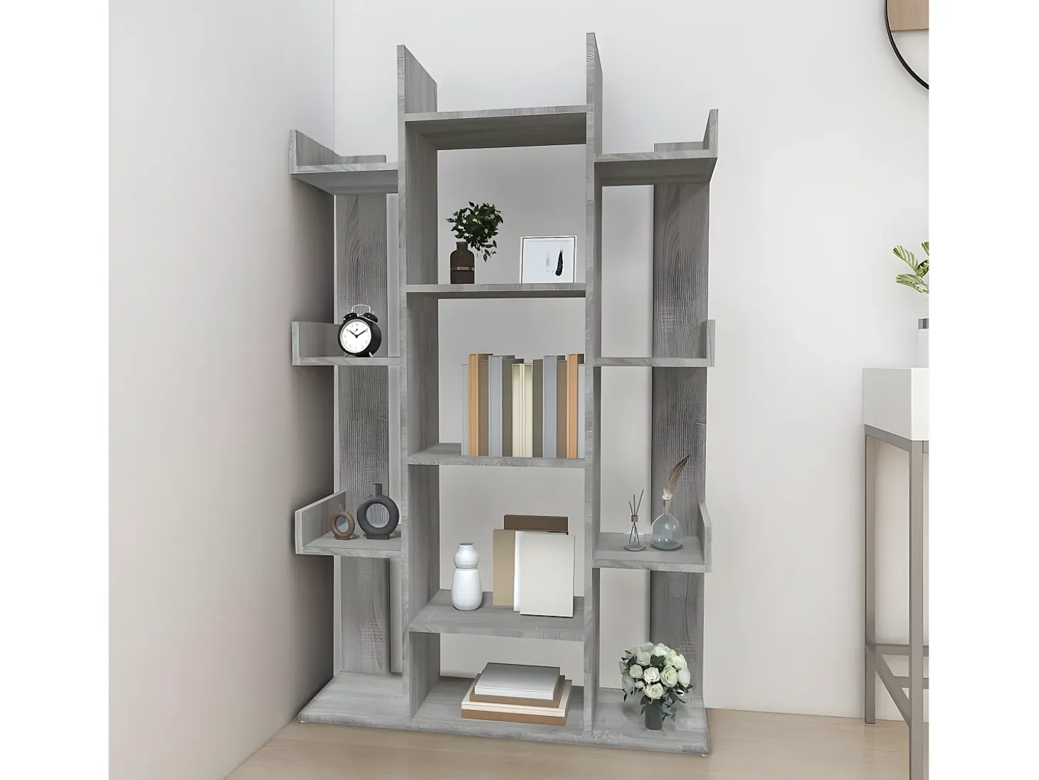 Estantería madera contrachapada gris Sonoma 86x25,5x140 cm