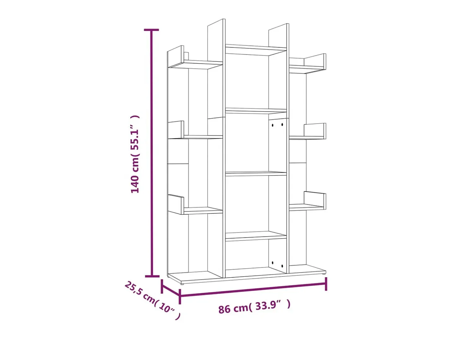 Estantería madera contrachapada gris Sonoma 86x25,5x140 cm