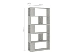 Estantería madera contrachapada gris hormigón 80x24x159cm
