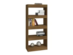 Estantería madera contrachapada marrón roble 60x30x135 cm