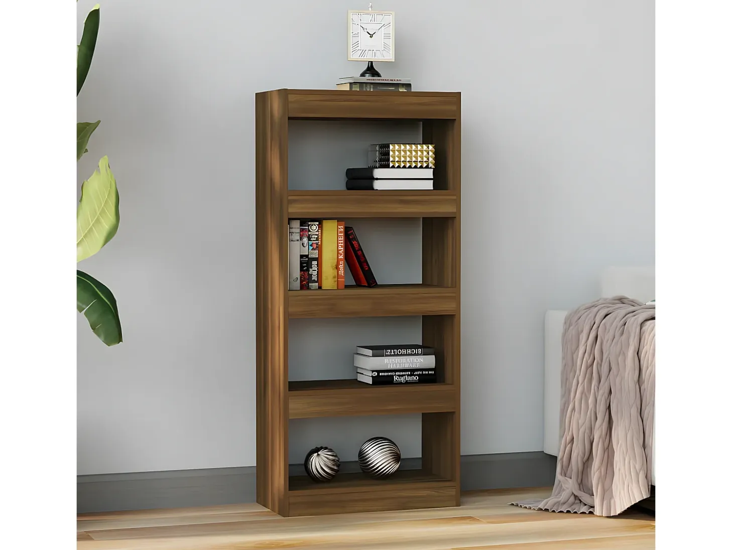 Estantería madera contrachapada marrón roble 60x30x135 cm