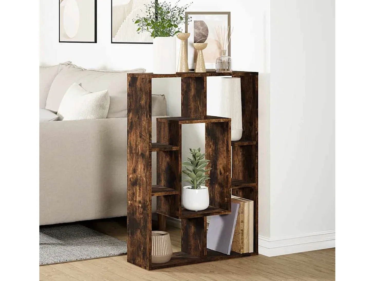 Estantería madera de ingeniería roble ahumado 63x20x90 cm