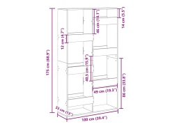 Estantería madera de ingeniería gris Sonoma 100x33x175 cm
