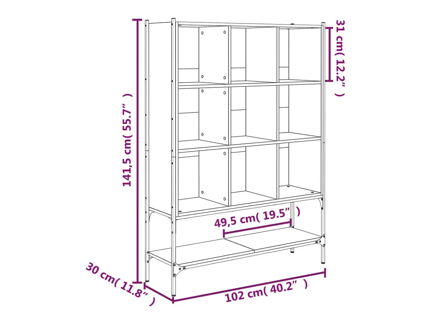Estantería madera de ingeniería roble ahumado 102x30x141,5 cm