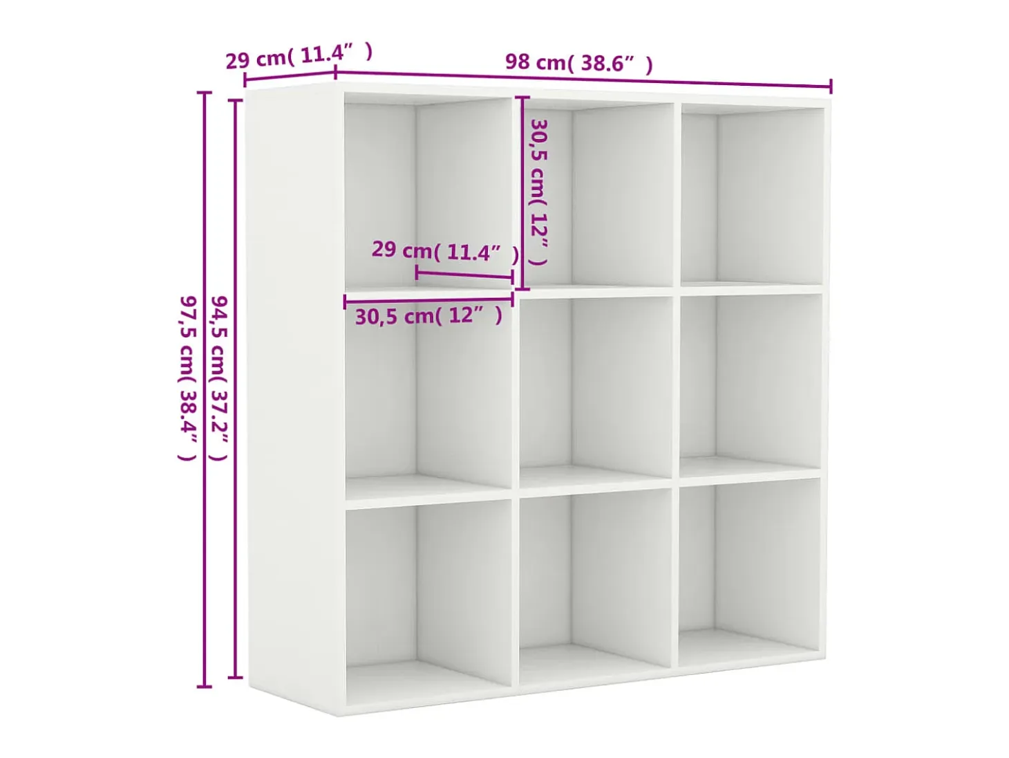 Estantería madera de ingeniería blanco 98x29x97,5 cm