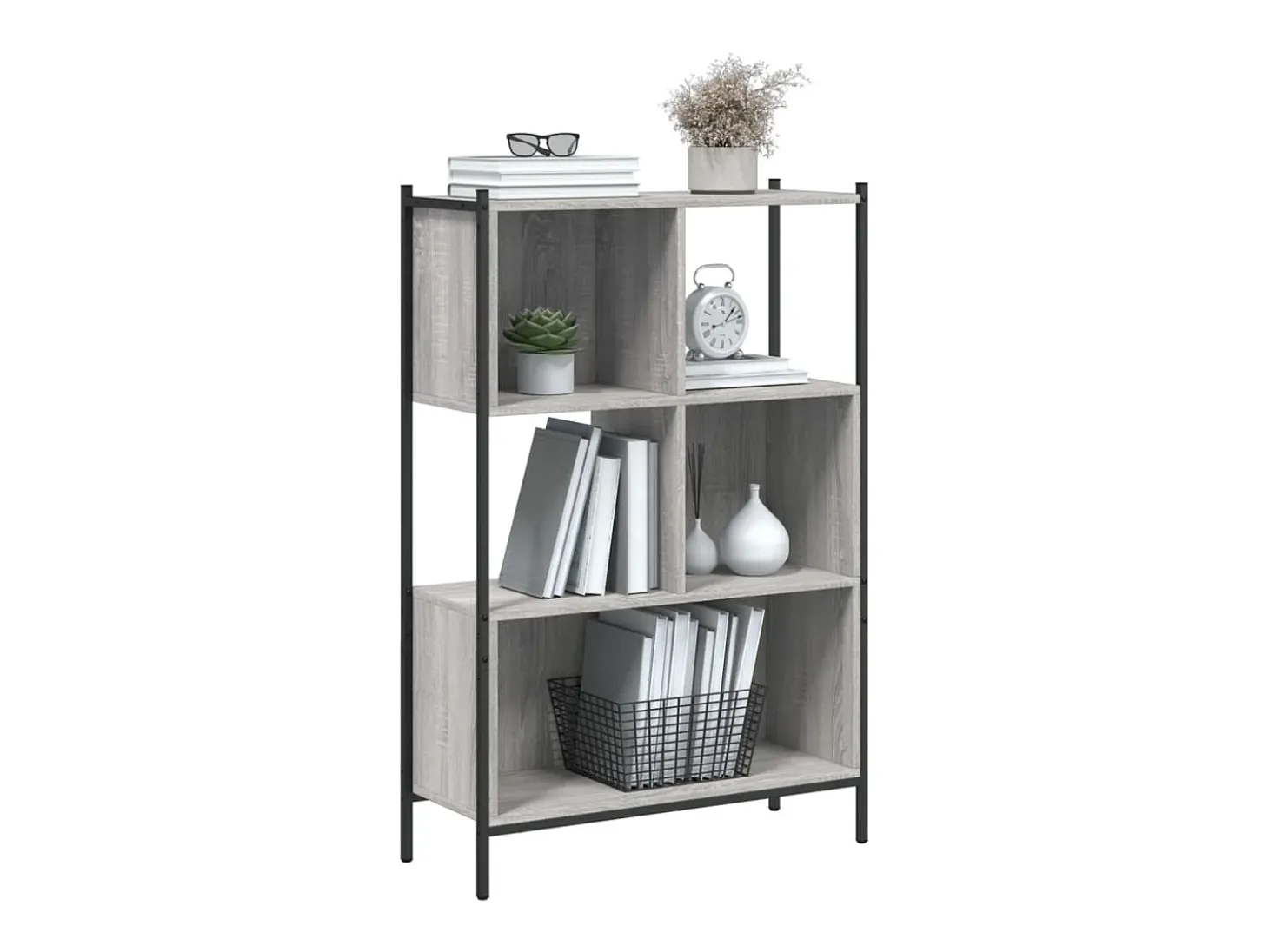Estantería madera de ingeniería gris Sonoma 72x28x109 cm