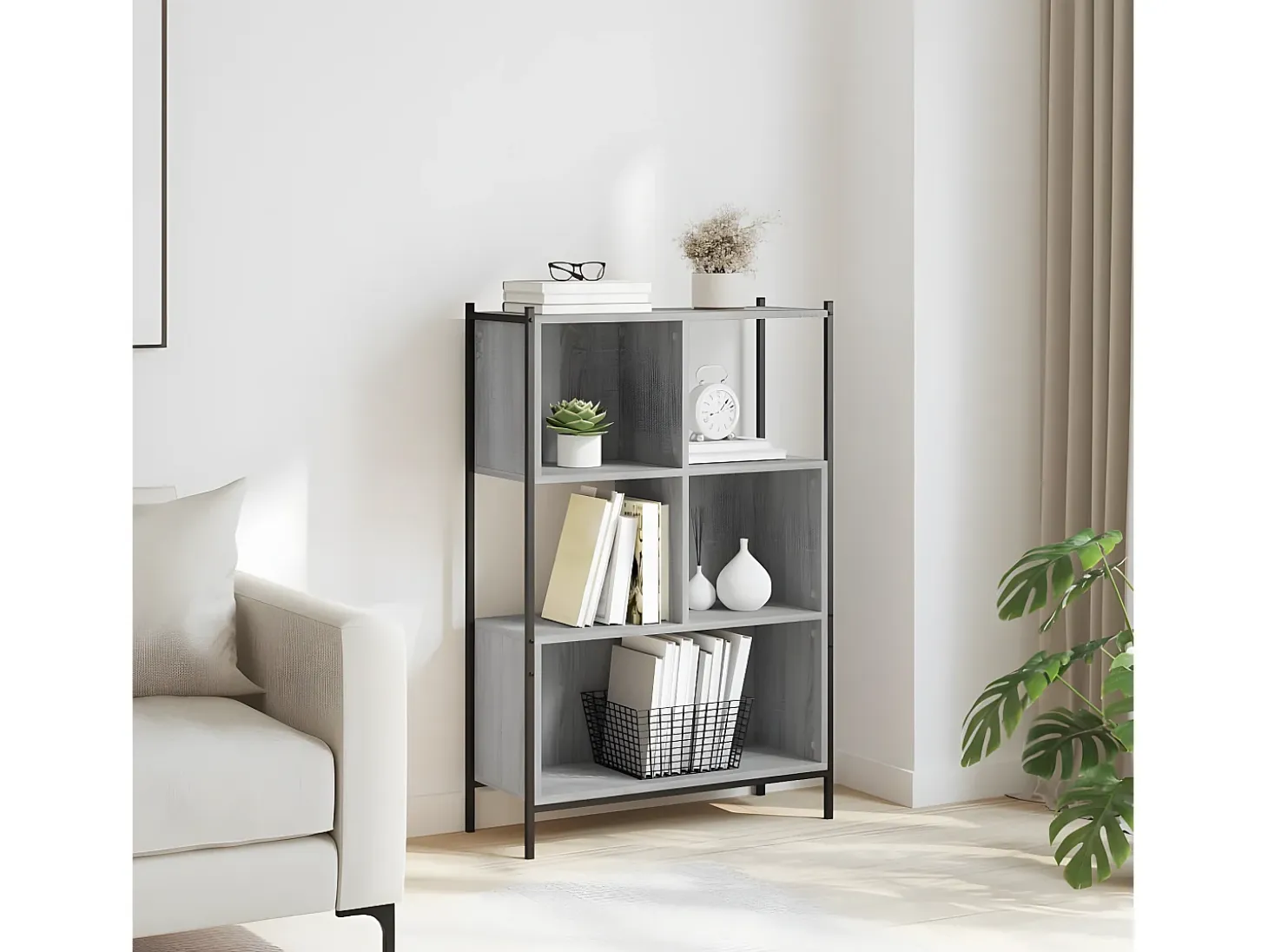 Estantería madera de ingeniería gris Sonoma 72x28x109 cm