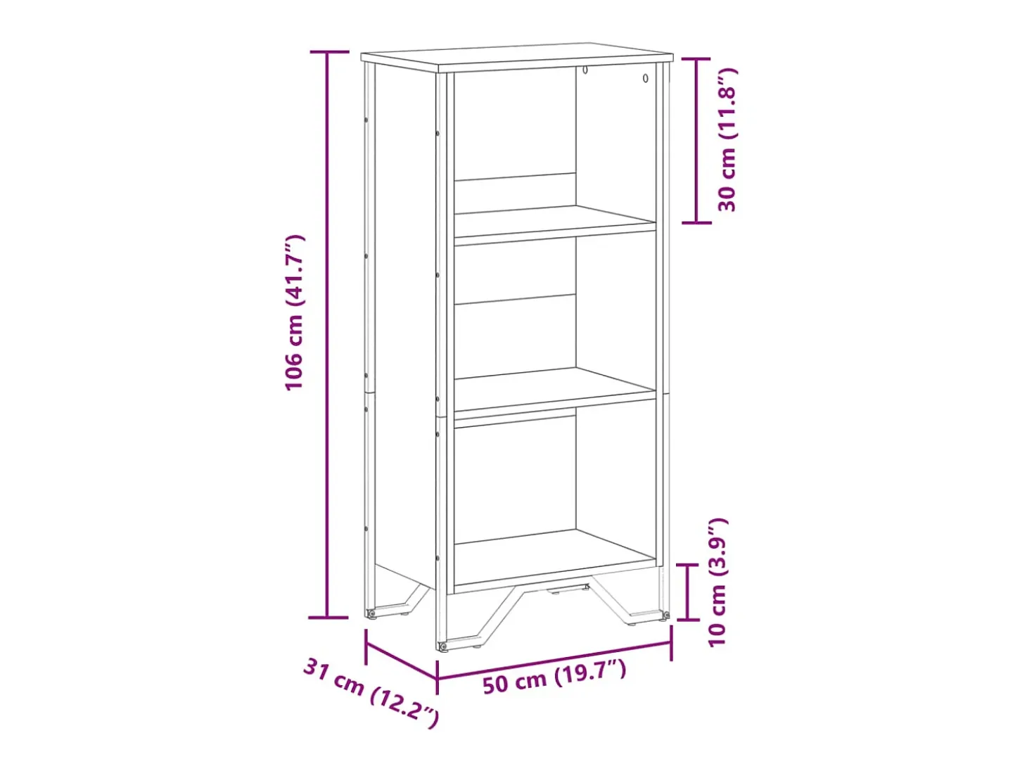 Estantería madera de ingeniería roble ahumado 50x31x106 cm