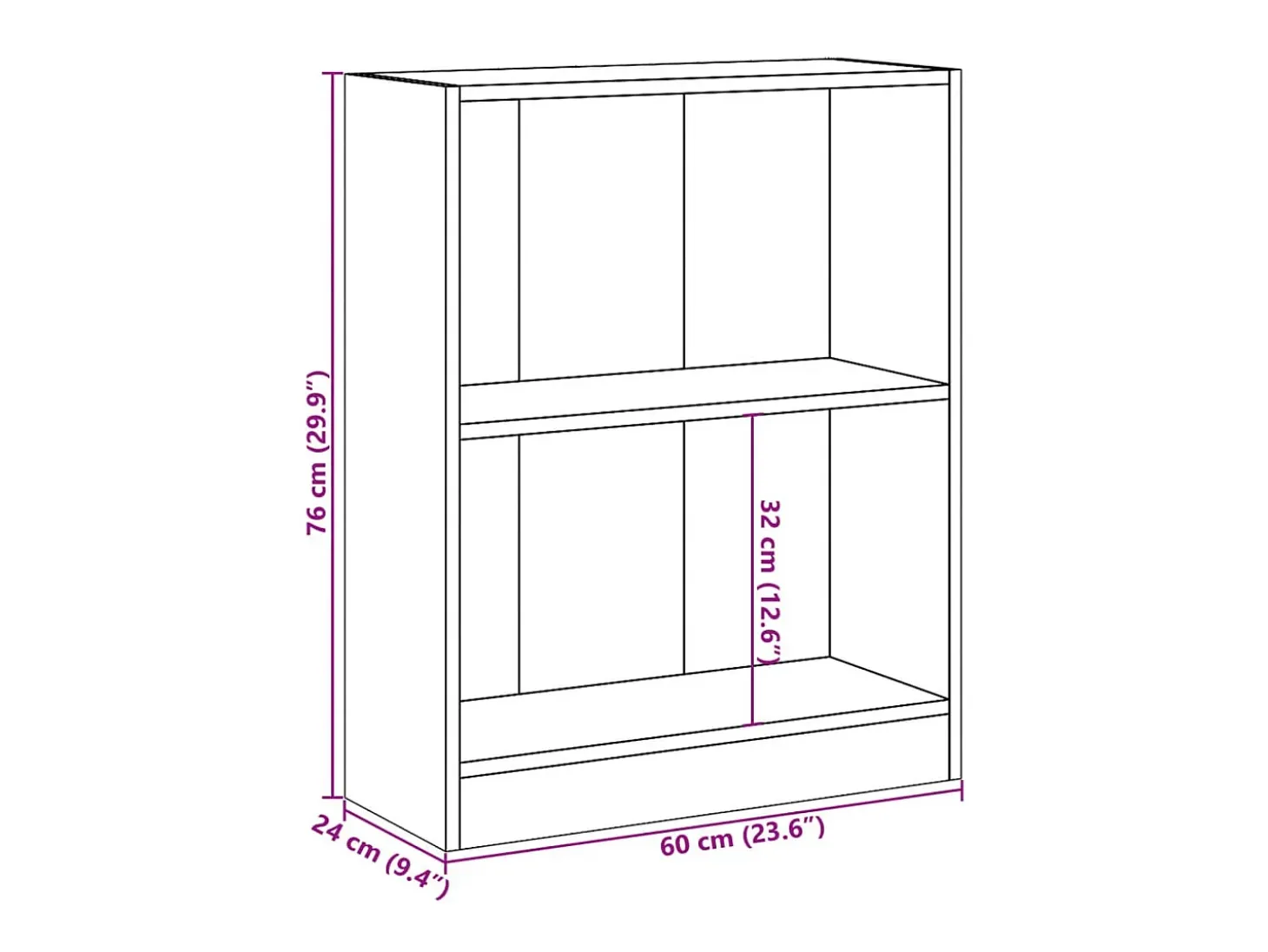 Estantería madera de ingeniería gris hormigón 60x24x76 cm