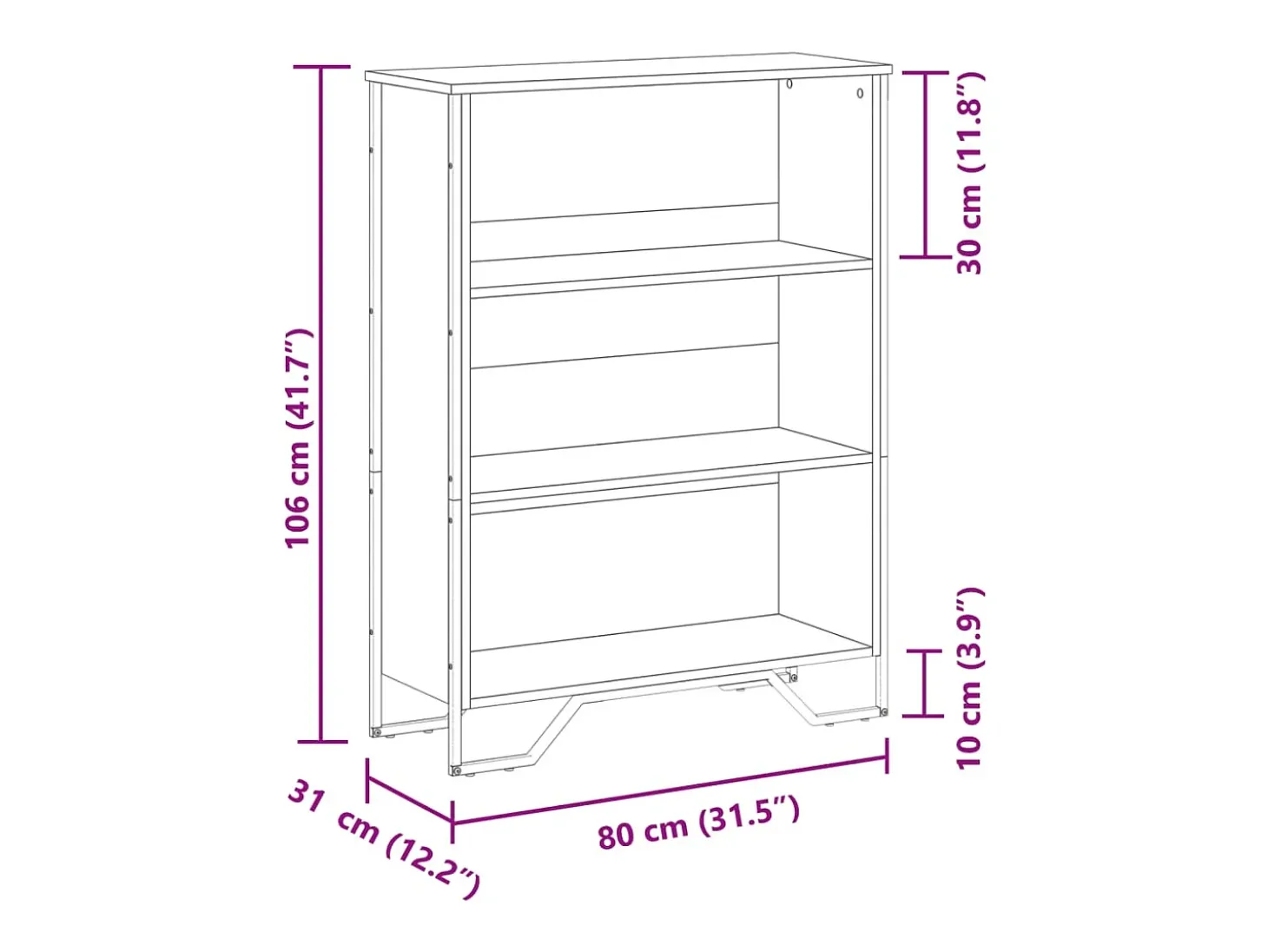 Estantería madera de ingeniería gris Sonoma 80x31x106 cm