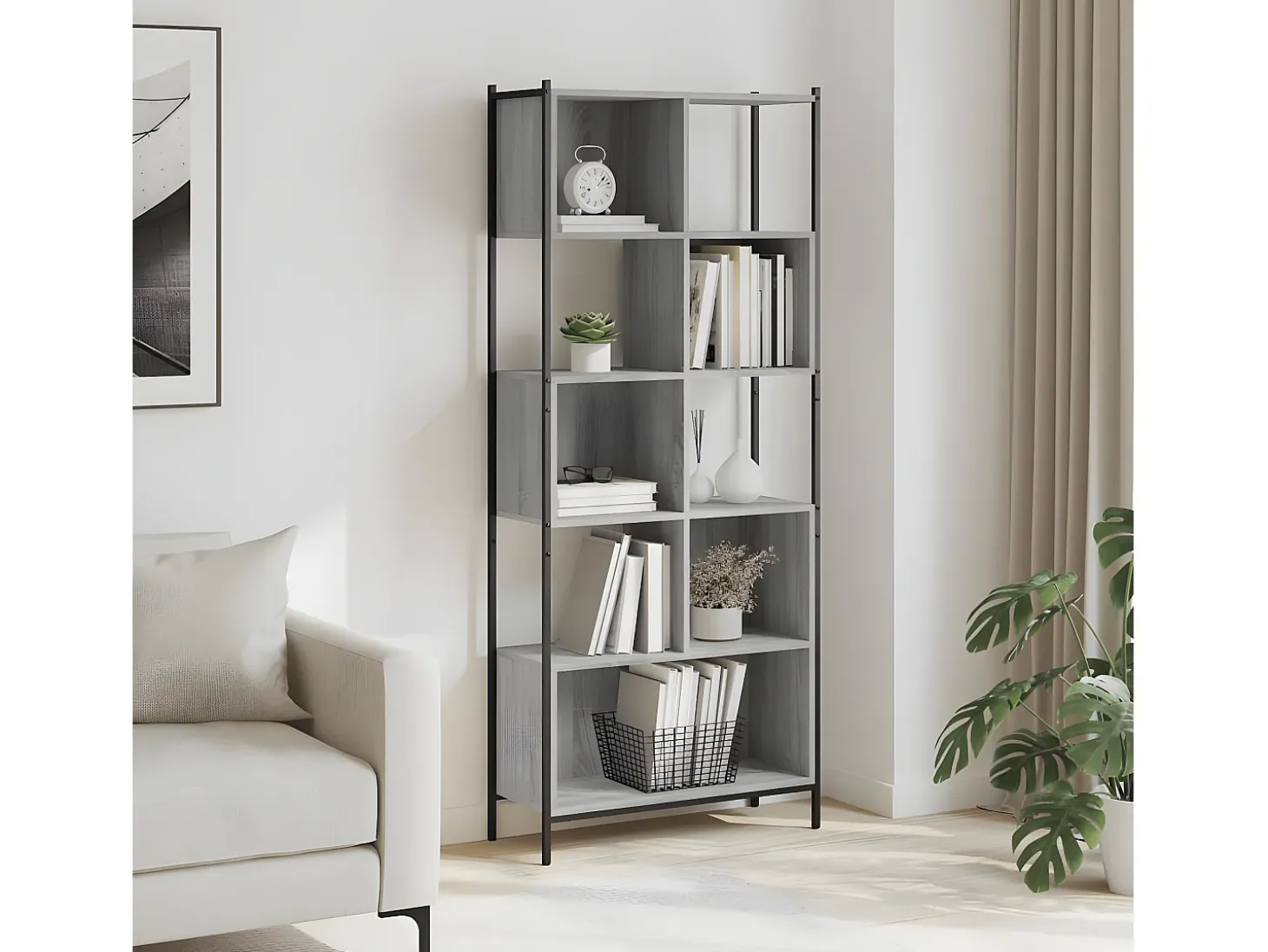 Estantería madera de ingeniería gris Sonoma 72x28x172 cm