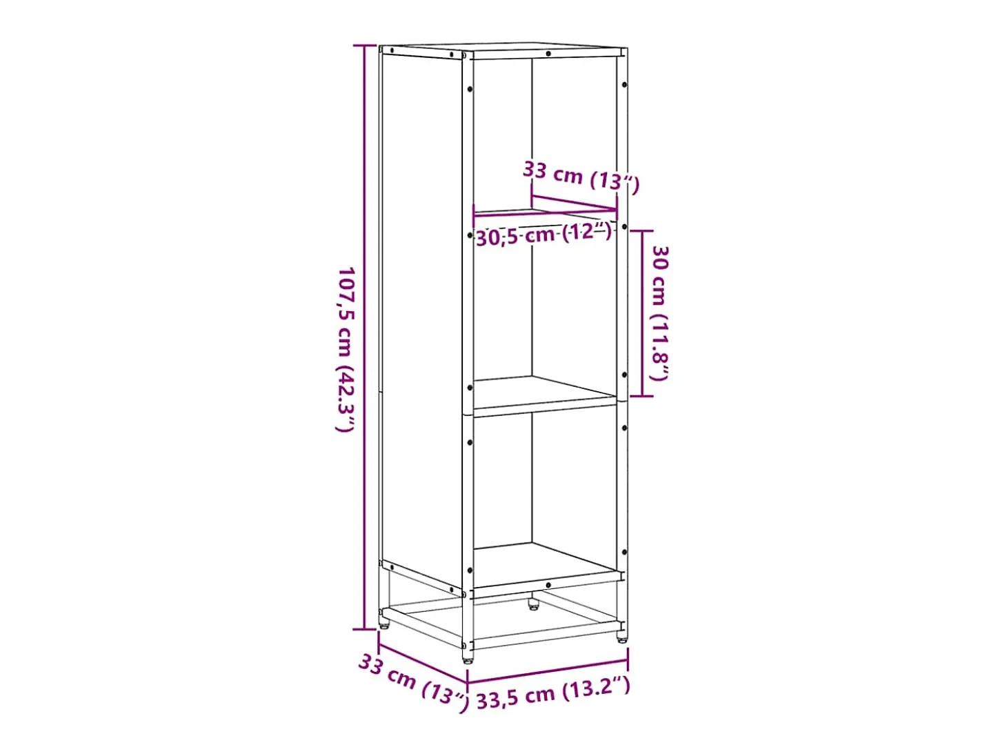 Estantería madera de ingeniería roble ahumado 33,5x33x107,5 cm