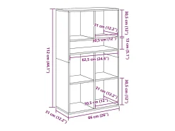 Estantería madera de ingeniería color gris sonoma 66x31x112 cm