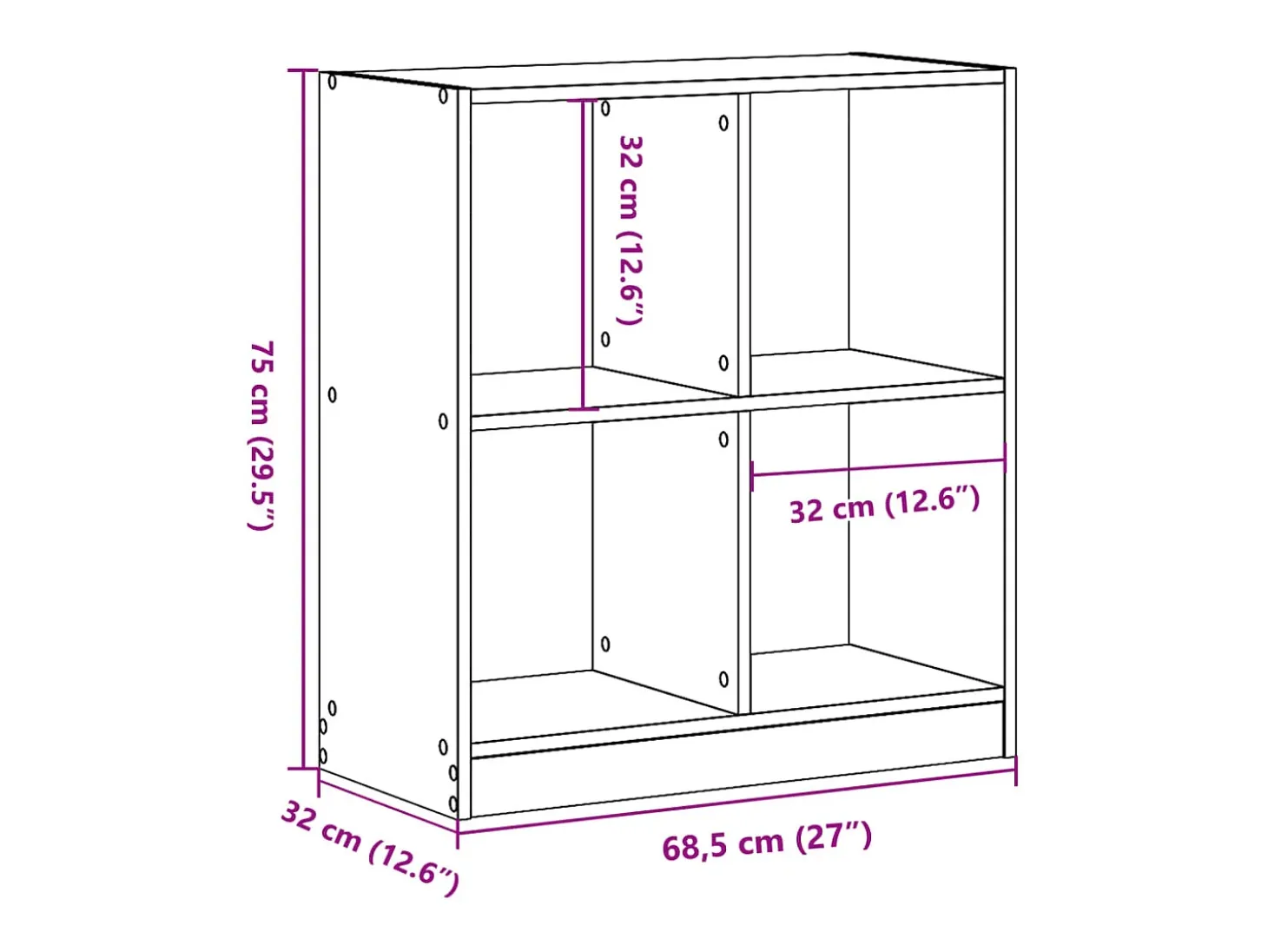 Estantería madera de ingeniería roble Sonoma 68,5x32x75 cm