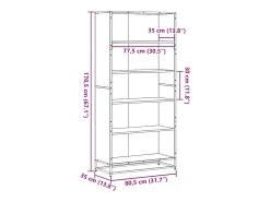 Estantería madera de ingeniería marrón roble 80,5x35x170,5 cm