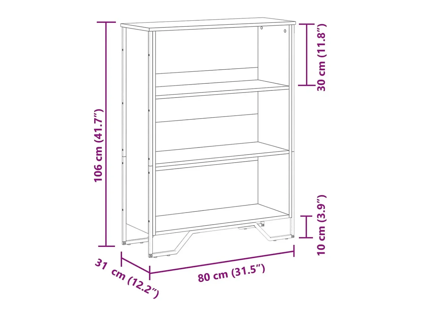 Estantería madera de ingeniería roble ahumado 80x31x106 cm