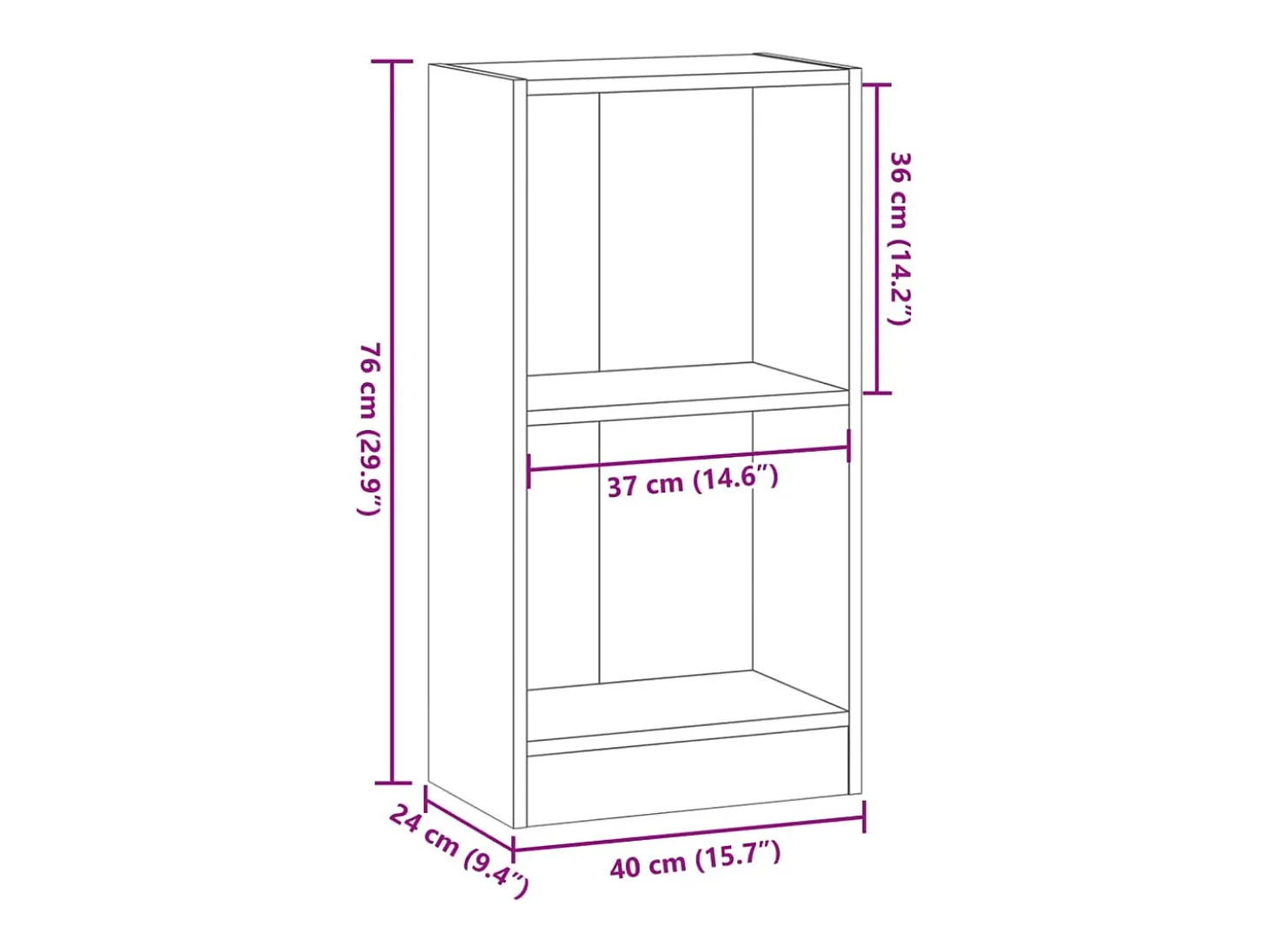 Estantería madera de ingeniería marrón roble 40x24x76 cm