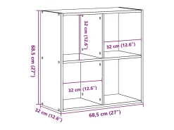 Estantería madera de ingeniería gris hormigón 68,5x32x68,5 cm