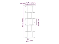 Estantería madera de ingeniería madera envejecida 45x24x159 cm