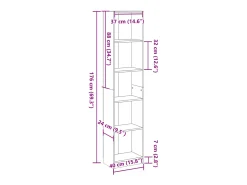 Estantería madera de ingeniería roble ahumado 40x24x176 cm
