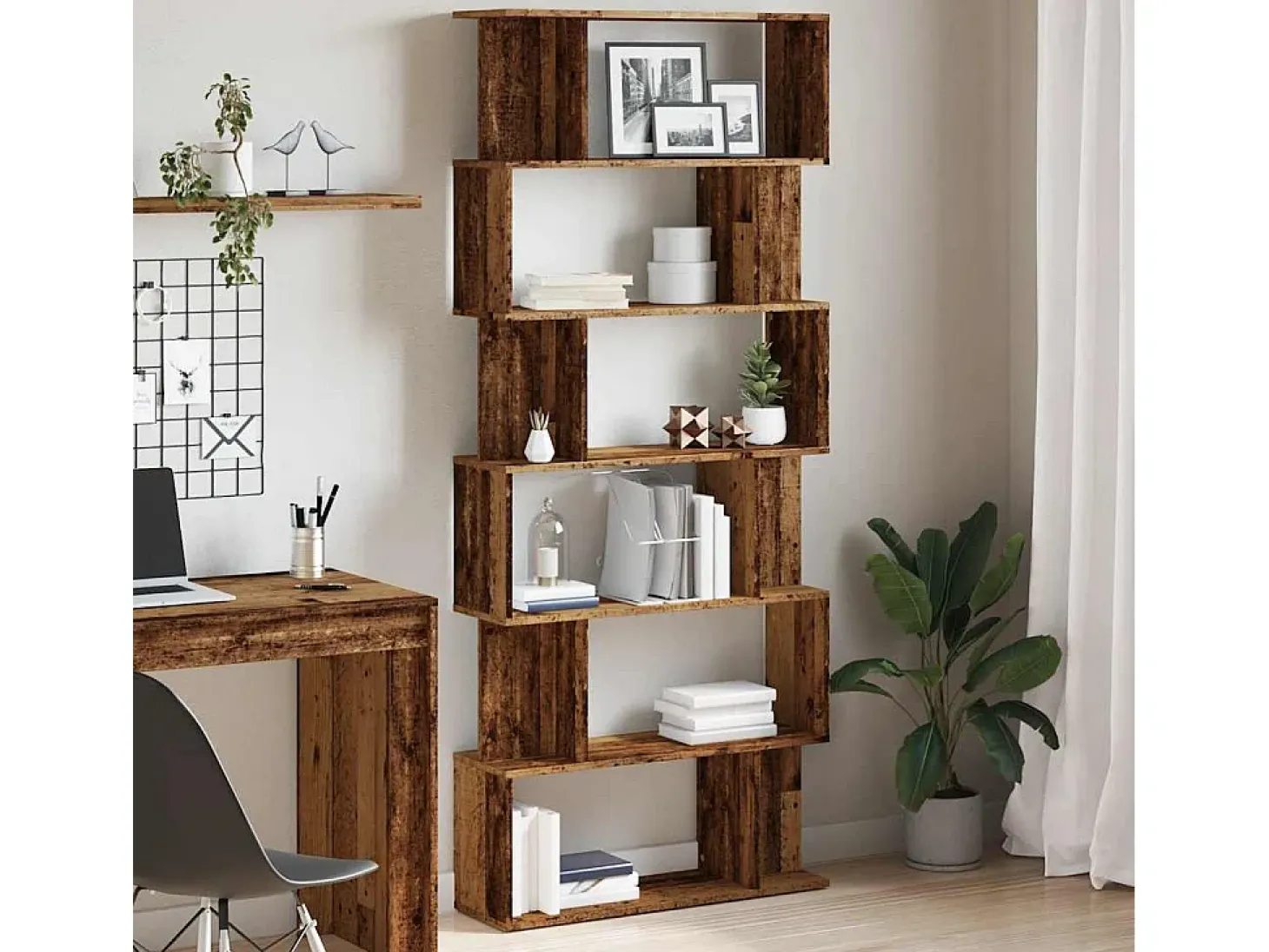 Estantería madera de ingeniería madera envejecida 80x24x192 cm