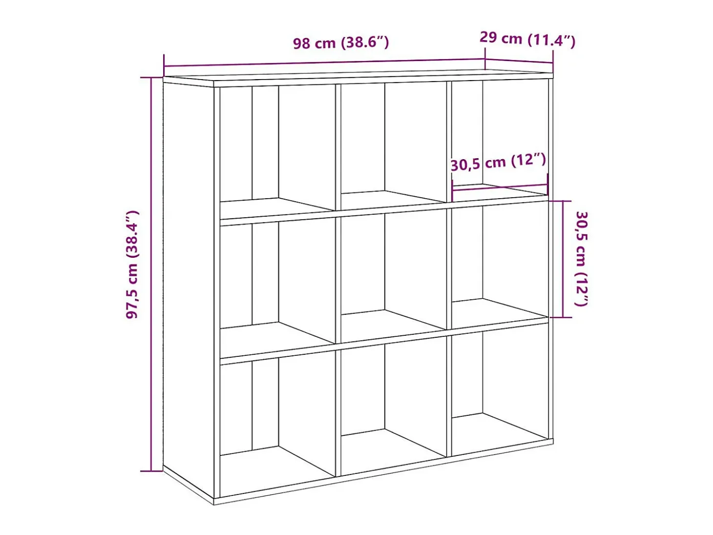 Estantería madera envejecida 98x29x97,5 cm