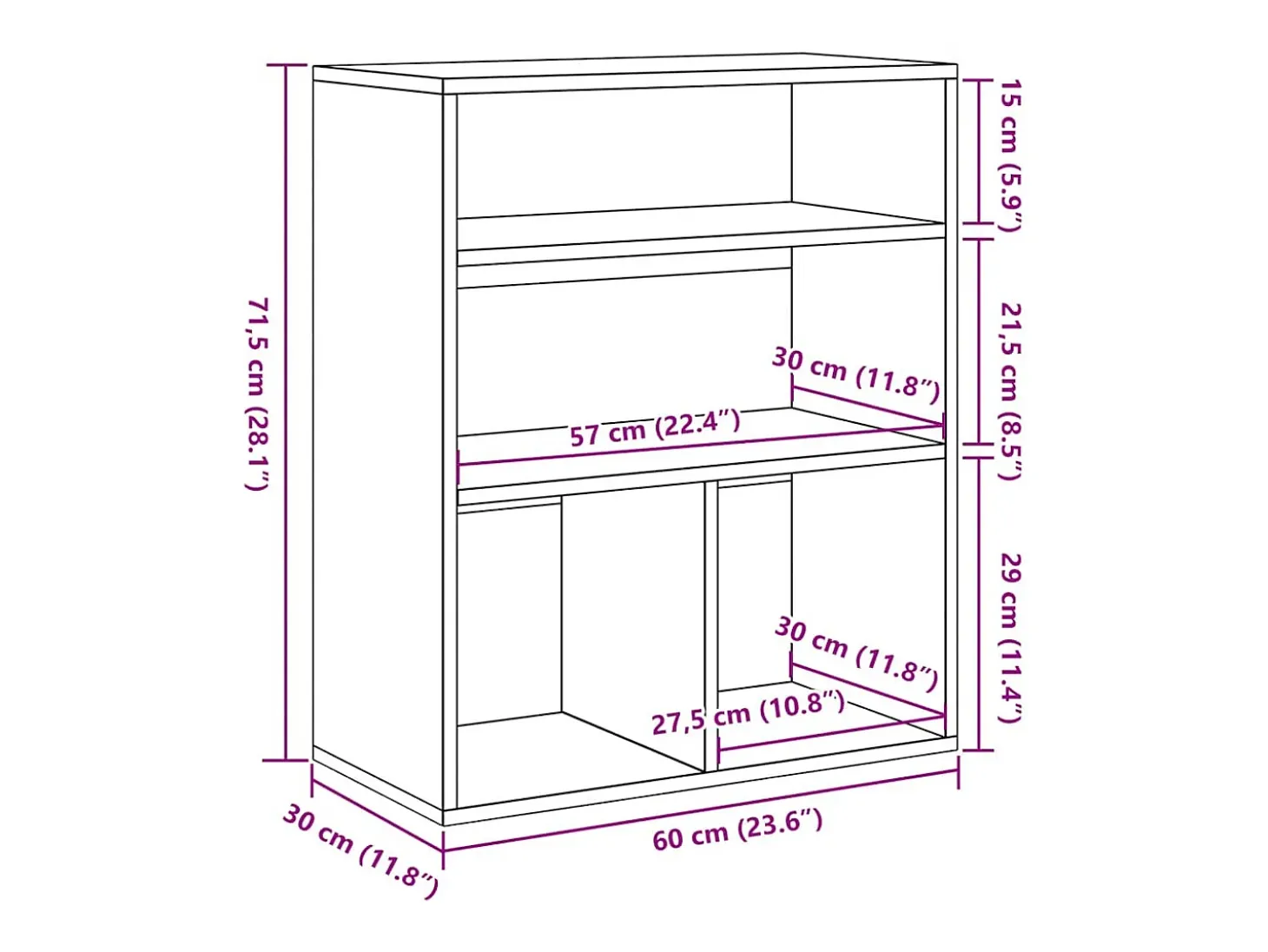 Estantería madera ingeniería color roble 60x30x71,5 cm