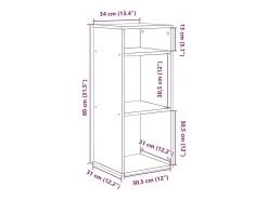 Estantería madera ingeniería madera envejecida 34x31x80 cm