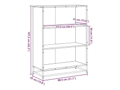Estantería madera ingeniería negra 80,5x35x107,5 cm