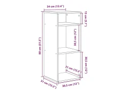 Estantería madera ingeniería color roble ahumado 34x31x80 cm