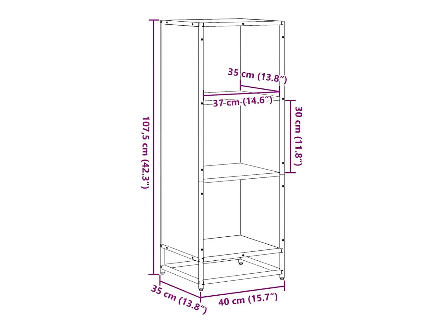 Estantería madera ingeniería roble marrón 40x35x107,5 cm
