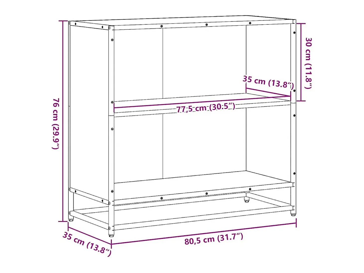 Estantería madera ingeniería color roble 80,5x35x76 cm