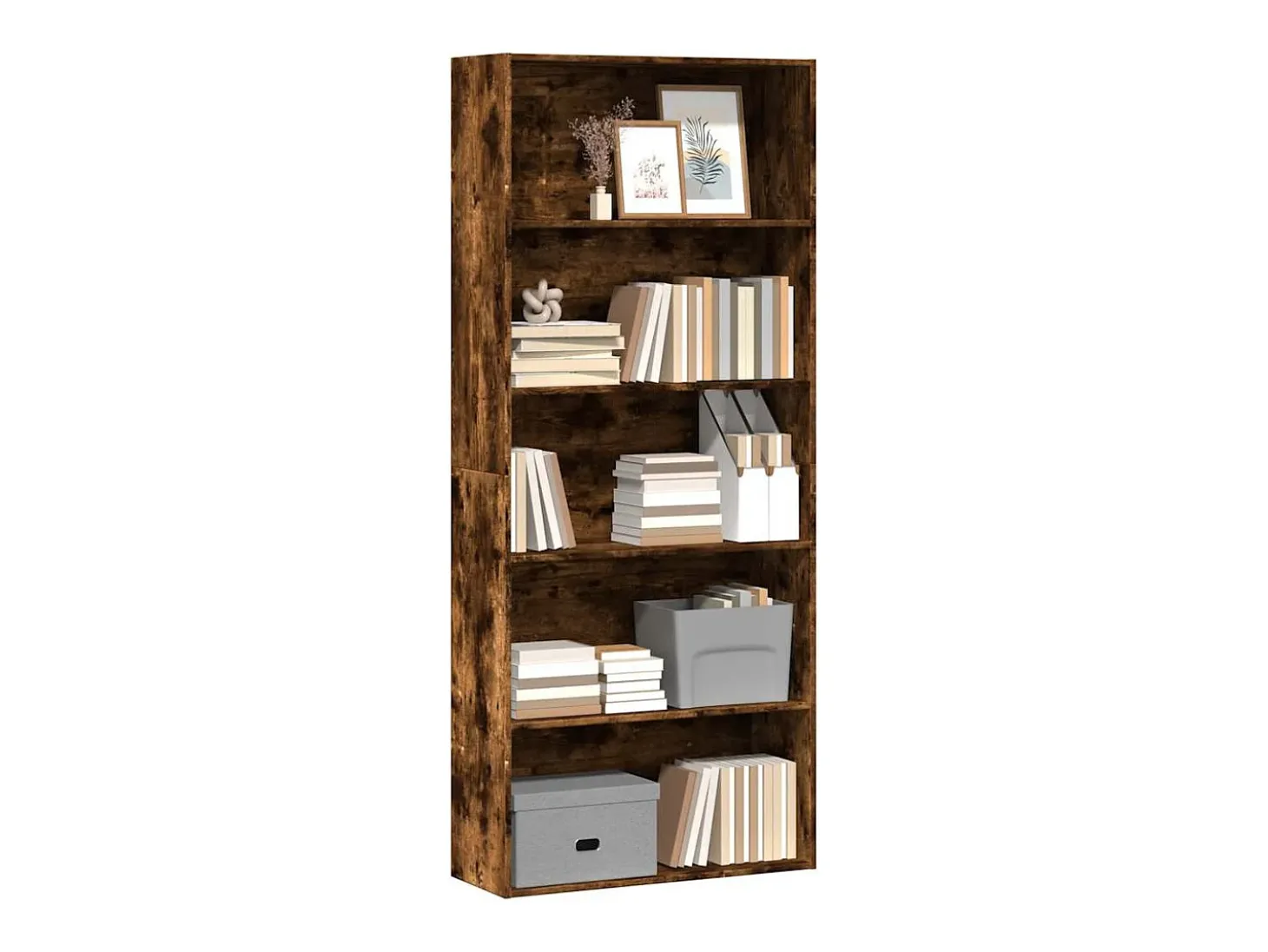Estantería madera ingeniería color roble ahumado 80x30x189 cm